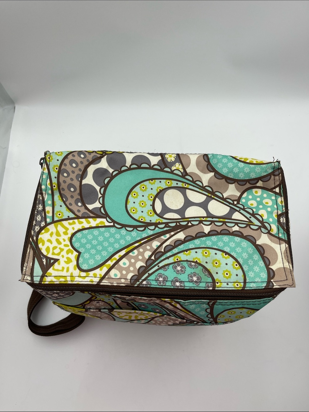 Thirty-one Paisley Cooler Bag in Teal, Brown & Lime Monogrammed w/L - Picture 4 of 5